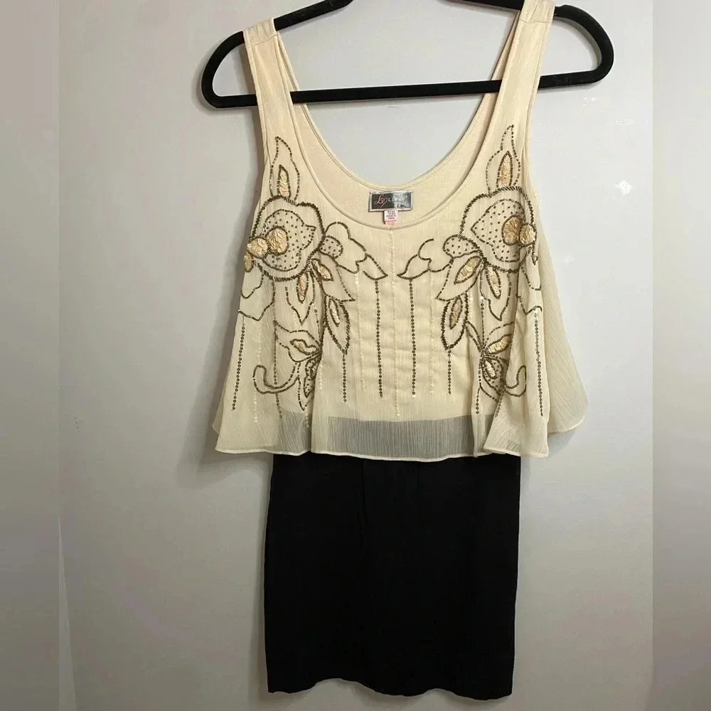 Lipsy London - Beaded black and cream dress - US4